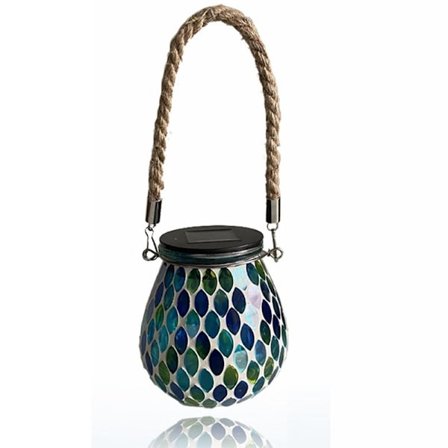 Mosaikk Solar Lights Mason Jar Lampe BLÅ OVAL OVAL