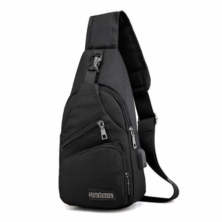 Axelväska Cross Body-väska för män Powerbank Outlet - Svart