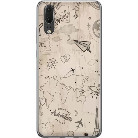 Kompatibel Mobilcover til Huawei P20 Fremtidig pansret helt i pink og guld med glødende energi i en dramatisk neonmiljø