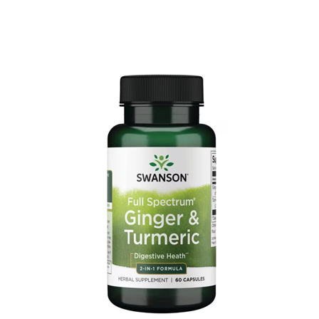 Swanson Full Spectrum Ginger & Turmeric 2-in-1 Formula 60 kapsler