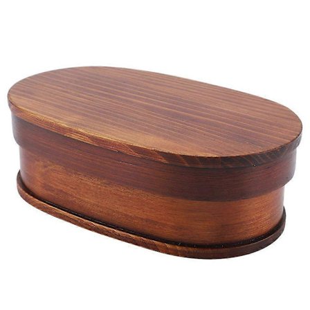 Vintage Frokostbokse i Naturligt Træ, Bento Bokse i Træ, 19 x 12 x 6 cm