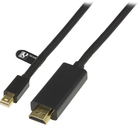 Deltaco DP-HDMI204 - Videokabel - DisplayPort / HDMI - Mini DisplayPort (hann) til HDMI (hann) - 2 m - svart