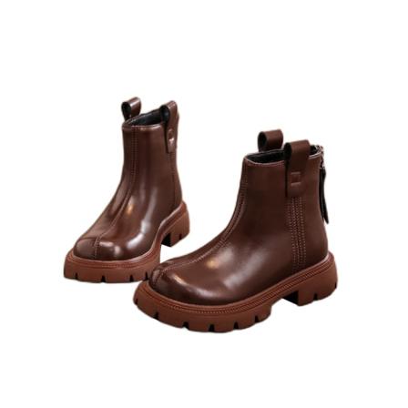 Flickor Pojkar Dragkedja Chunky Heel Ankel Bootie Rund Toe Kort Bootie