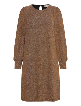 Dress From Freequent In A Soft Jersey Material With A Metallic Surface. The Dres Brown FREE/QUENT