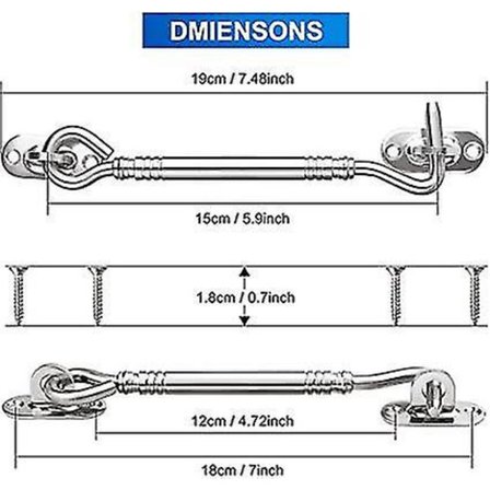 2 stk. Rustfrit Stål Kabine Hængsel Øje Lås Med Skruer