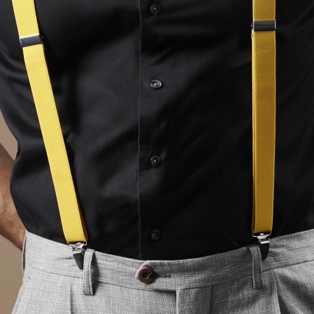 Bretele înguste galben solar pentru bărbați - Bretele cu clips