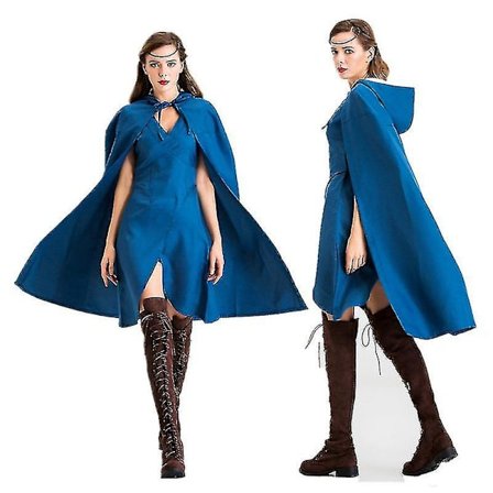 Mother Of Dragons Cosplay Daenerys Targaryen Kostym Blå Klänningar Kappa Full Set Halloween Carnival Kostym För Kvinnor-yvan