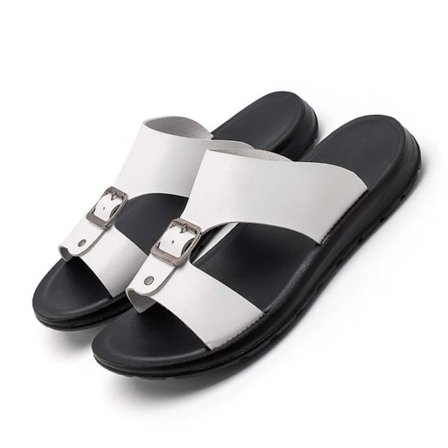 Herre PU læder slip-on sandaler åndbare strandsko, fås i flere farver, Komfortable og stilfulde sandaler White 43