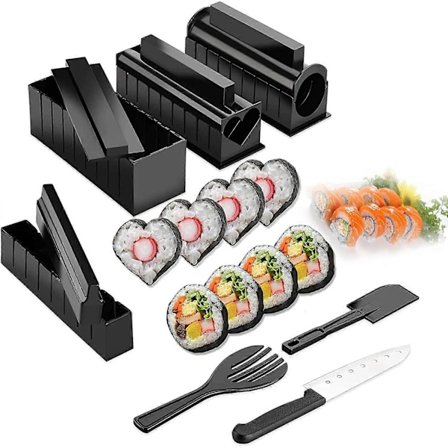 Hjemmelaget Sushi-sett, 11-delt DIY Kjøkken Sushi-form Sushi-verktøysett med 8 Former, Ris - WELLNGS