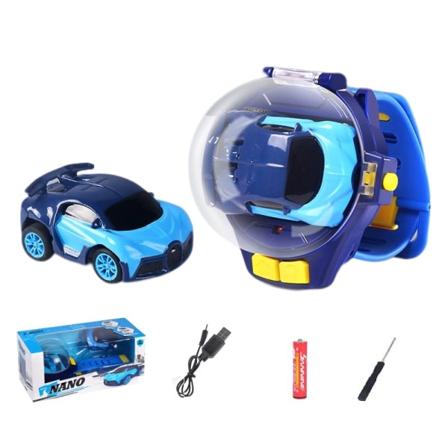 (1 pakke) Bilur Toy Elektrisk Racerfjernbetjening Bilur (Legering Blå Bugatti (Genopladelig version + nr. 7 batteri + skruetrækker))