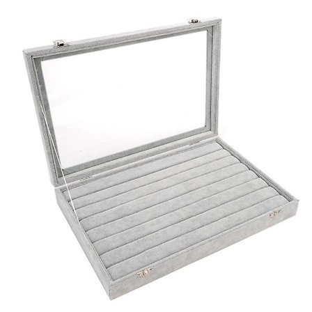 Ring Smyckesförvaringssystem Smyckeskrin Lock - Ringhållare Smyckeskrin Med Genomskinligt Lock För Ringar, Örhängen Och Manschettknappar