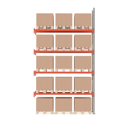 Palettenregal ULTIMATE, Anbaumodul, 5000 x 2750 x 1100 mm, 15 Paletten à 500 kg