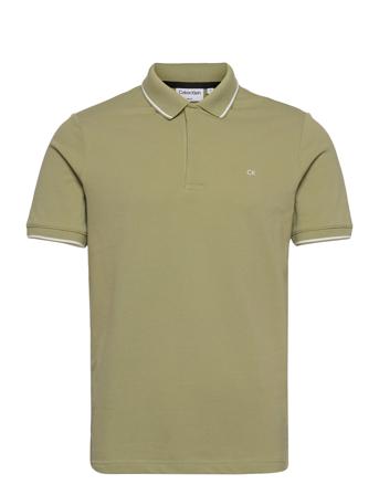 Stretch Pique Tipping Slim Polo Polos Short-sleeved Grønn Calvin Klein