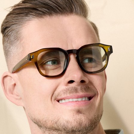 Occhiali da sole con montatura in corno geometrico marrone sfumato per uomini - Occhiali da sole polarizzati