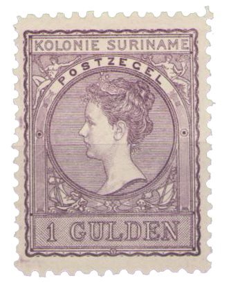 Suriname - 1 gld lila (nr. 56, ongebruikt)