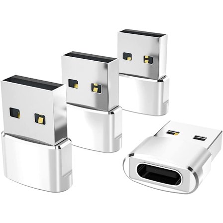 USB C-hona till USB-hane adapter 4-pack, konvertera laddare typ C
