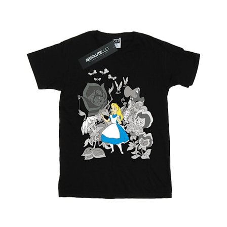 Disney Boys Alice In Wonderland Flowers T-Shirt 7-8 År Svart