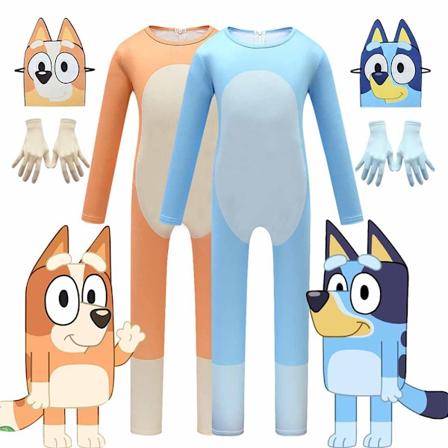 Halloween-asu lapselle, Bluey-koiran ystävät, Cosplay-asu, naamiaisasu, joulujuhlat, haalari, sininen Blue 120cm