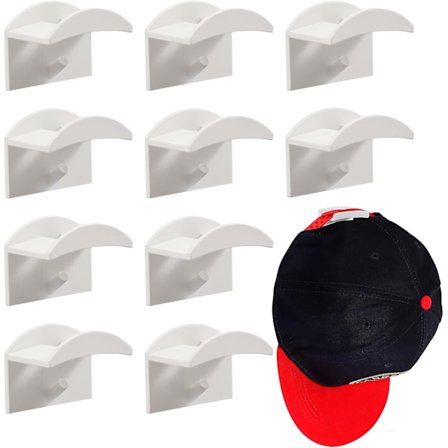 10-pak klæbende hat holder krog til vægmontering, ingen boring, hat rack organizer, stærkt hold til baseball caps, moderne hat