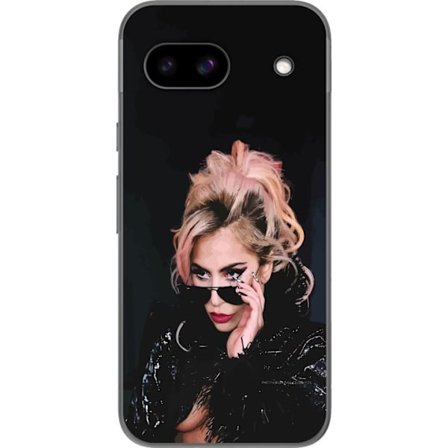 Kompatibelt Mobildeksel til Google Pixel 8a Lady Gaga portrett med solbriller og dramatisk sminke i mørk glamorøs stil