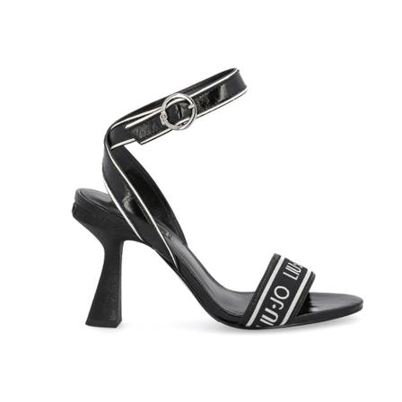 Liu Jo, Heeled Sandals With Jacquard Logo Czarny, Kobieta, Rozmiar: 39 EU