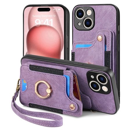 Etui for iPhone 6 Plus/7 Plus/8 Plus Lys Lilla [med lærrem] Enkelt kortholder lommebok