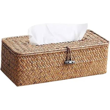 Rektangulär Papperskorgshållare, Vävd Ask av Rör, Papperskorgshållare för Hem, Hotell, Kontor, Bil, Badrum