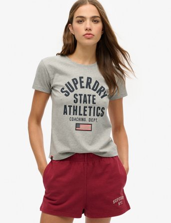 Superdry Ath Graphic Fitted Tee - Grey - 40