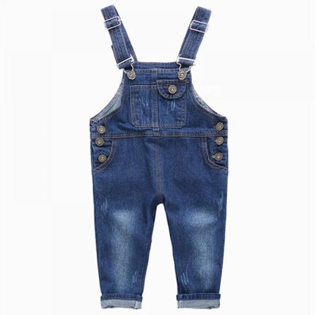 Denim-overall jumpsuit for gutter, myke og søte arbeidsbukser med smekke, høykvalitets denim-bomull, pustende, hudvennlig, komfortabel, slitesterk og 