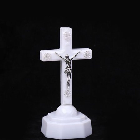 LED Lys Kristus Jesus Kors Hjem Kirke Bed Ornament Kirke Hvid CDQ