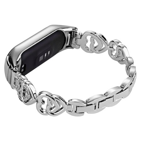 Xiaomi Mi Smart Band 6 / 5 klockarmband med strassdekor - Silver