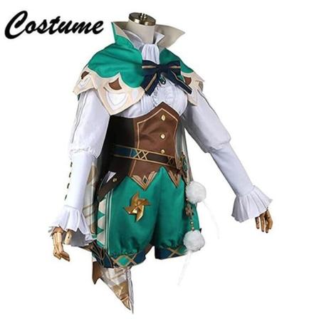 Venti Cosplay Kostymer Game Genshin Impact Barbatos Cosplay Peruk Hatt Kappa Tillbehör Kostym Halloween kostymer för kvinnor män costume S