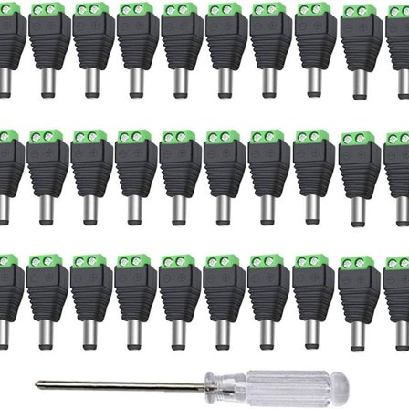 30 stk 12V/24V DC-plugg 5,5x2,1mm DC-strømadapter