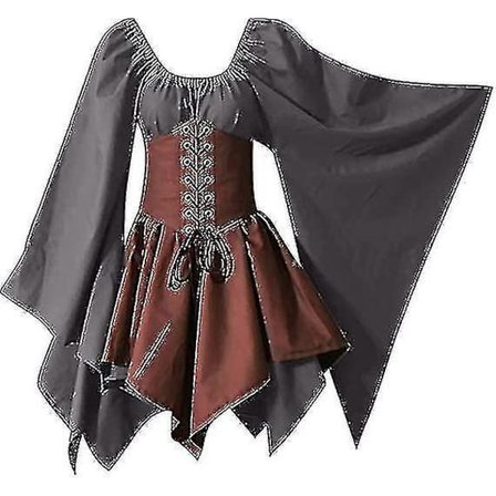Kvinners middelalderrenessansekostymer Piratkorsettkjole Kvinner Flare-ermer Tradisjonell irsk kort kjole