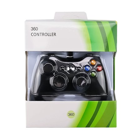 USB-spelkontroll för Xbox 360 med ergonomiska knappar, svart