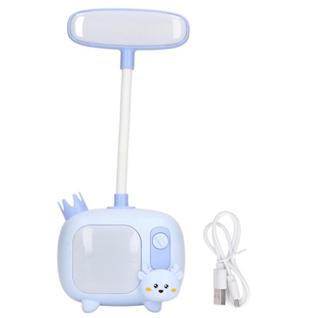 USB-oppladbar LED-skrivebordslampe for barn, blå, fleksibel svanehalsleselampe for studier og arbeid