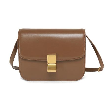 Kvinder Læder Håndtaske Firkantet Taske Box Lille Firkantet Koskind Casual Skulder Crossbody Stewardesse Taske Caramel color