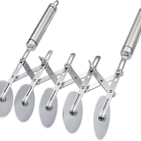 Dejskærer, pizzaskærer i rustfrit stål med 5 hjul