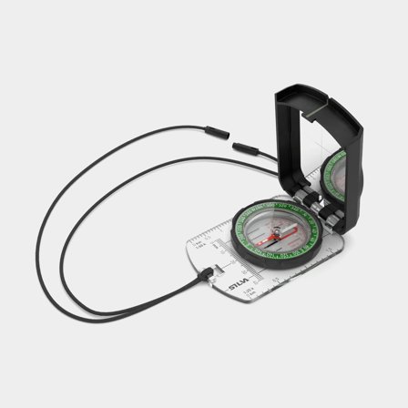 Silva Compass Ranger S syfteskompass för friluftsliv och äventyr, svart och transparent akryl med spegel och snöre