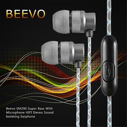 Beevo EM290 Super Bass Hodetelefoner med Mikrofon Hifi Stereo Isolerende