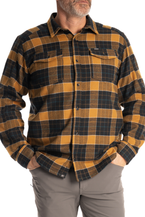 Flanellhemd Klim Owen Heavyweight Goldbraun/Schwarz XL