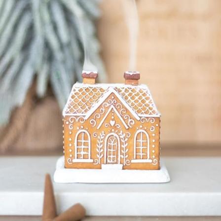 Pepparkakshus, Gingerbread House | Julklapp Backflow rökelsehållare, harts julstad, julbordsdekorationer för hemköket