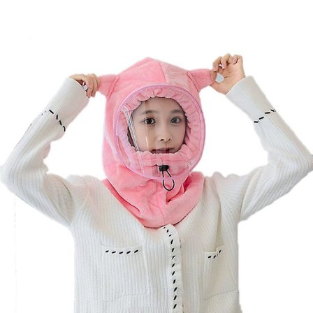 Vinter Udendørs Rideudstyr Maske og Kuldebeskyttende Hovedbeklædning (Pink)