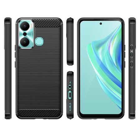 Carbon Case etui til Infinix Hot 20 Play fleksibelt silikone carbon cover sort