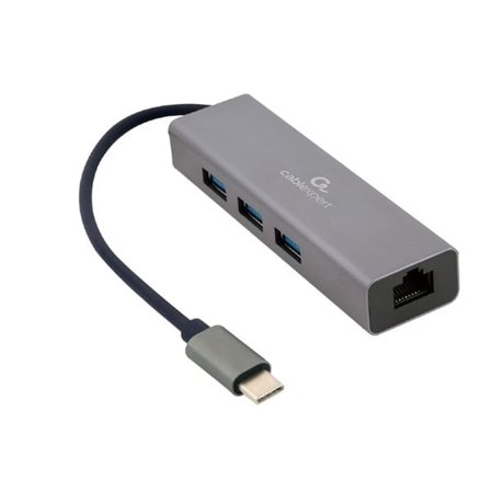 USB-C-netværksadapter med 3x USB 3.1-porte og 1x RJ45 Gigabit LAN