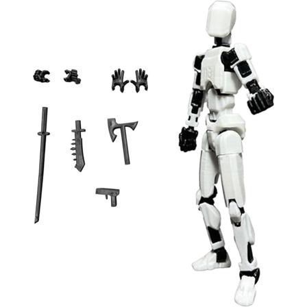 T13 Actionfigur, Titan 13 Actionfigur med 4 typer av vapen og 3 typer av hender, T13 3D-printet Multi-Jointed Actionfigur[HK] - Hvit-Svart White-Black