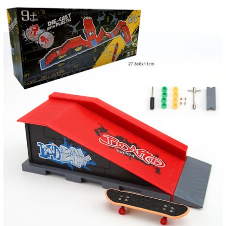 Finger Skateboard Ramp Set, Finger Skateboard Deck med Ramp för Barn Vuxen Finger Skateboard Träningsrekvisita Interaktivt Skateboardspel