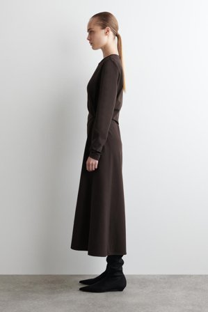 COS Women's Vestido De Manga Larga Con Detalle De Nudo in Marrón