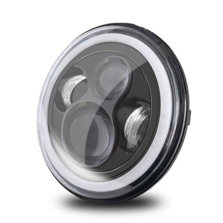 7" täyspyöreät LED-ajovalot aukkoilla ja kaksivärisillä enkeli-silmillä"