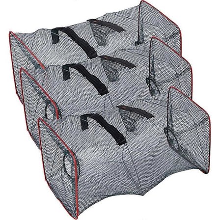 3 stk. utendørs krabbeteine, bærbar hummeragnete, sammenleggbart krepsenett